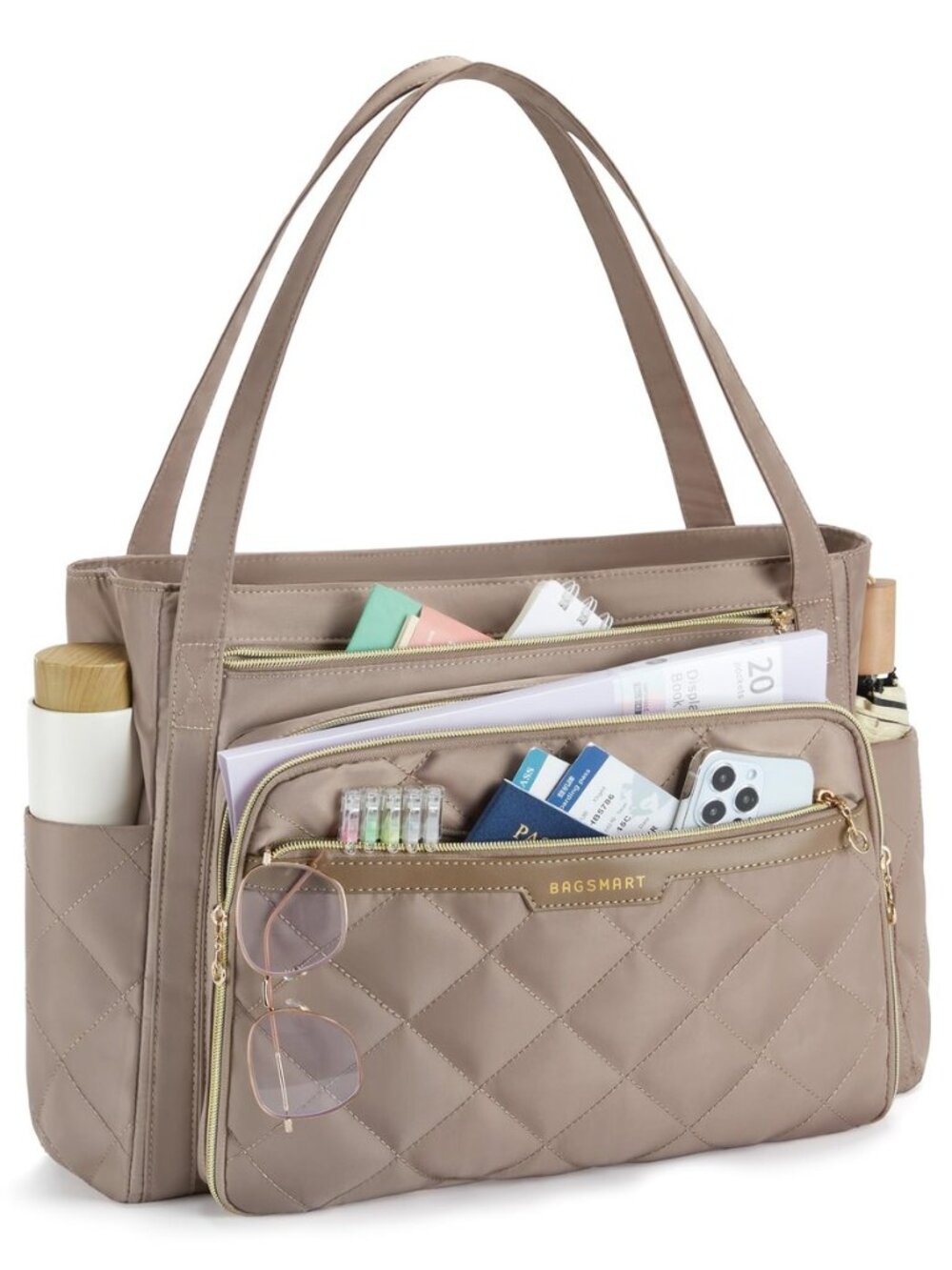 Teacher Tote Bag for Women 15.6in Quilted with Insulated Pocket & Nurse Bag